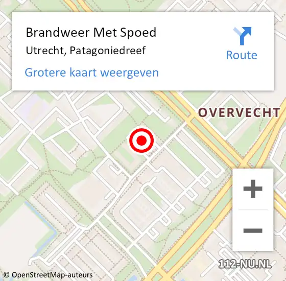 Locatie op kaart van de 112 melding: Brandweer Met Spoed Naar Utrecht, Patagoniedreef op 22 januari 2021 16:44
