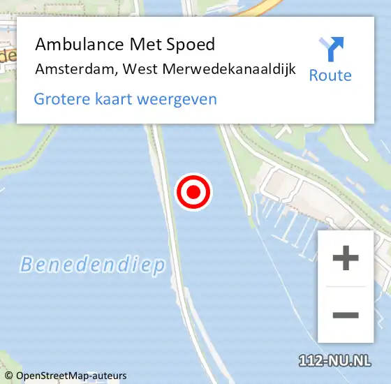 Locatie op kaart van de 112 melding: Ambulance Met Spoed Naar Amsterdam, West Merwedekanaaldijk op 22 januari 2021 18:27