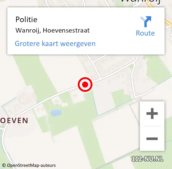 Locatie op kaart van de 112 melding: Politie Wanroij, Hoevensestraat op 23 januari 2021 09:21