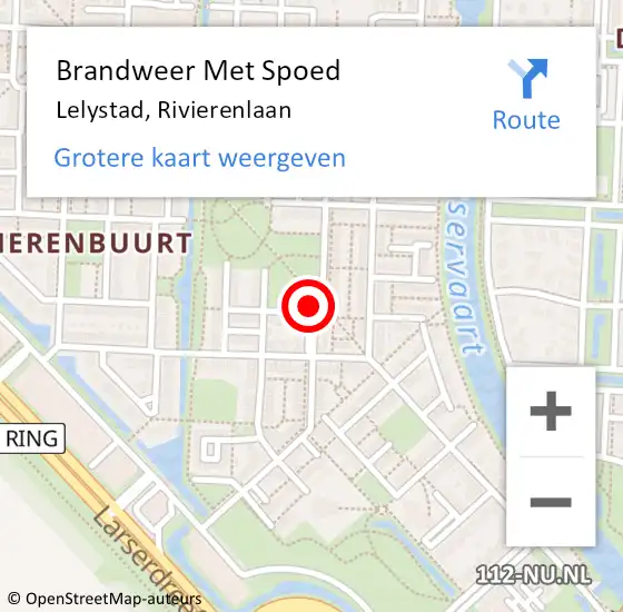 Locatie op kaart van de 112 melding: Brandweer Met Spoed Naar Lelystad, Rivierenlaan op 24 januari 2021 18:30
