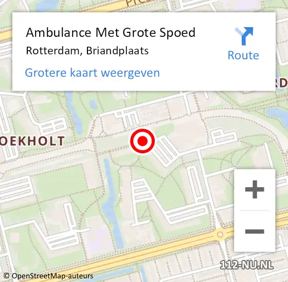 Locatie op kaart van de 112 melding: Ambulance Met Grote Spoed Naar Rotterdam, Briandplaats op 24 januari 2021 21:19