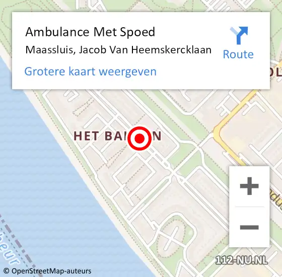 Locatie op kaart van de 112 melding: Ambulance Met Spoed Naar Maassluis, Jacob Van Heemskercklaan op 24 januari 2021 21:48