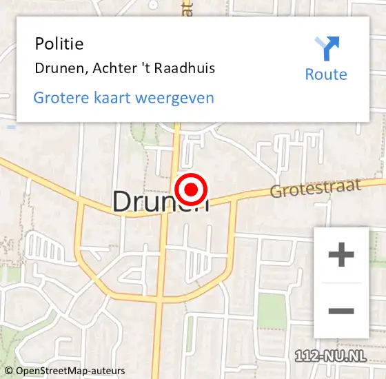 Locatie op kaart van de 112 melding: Politie Drunen, Achter 't Raadhuis op 25 januari 2021 00:26