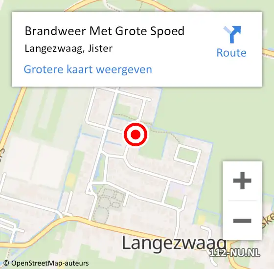 Locatie op kaart van de 112 melding: Brandweer Met Grote Spoed Naar Langezwaag, Jister op 31 mei 2014 17:27