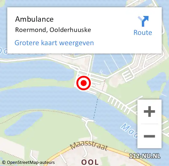 Locatie op kaart van de 112 melding: Ambulance Roermond, Oolderhuuske op 30 januari 2021 14:02
