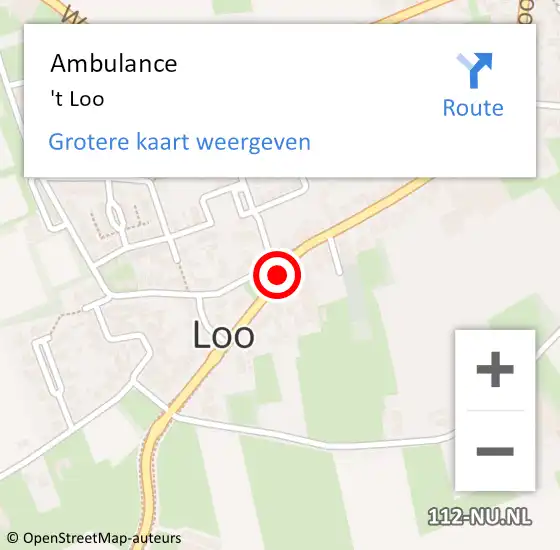 Locatie op kaart van de 112 melding: Ambulance 't Loo op 30 januari 2021 14:33