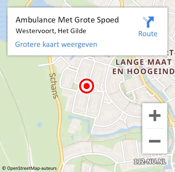 Locatie op kaart van de 112 melding: Ambulance Met Grote Spoed Naar Westervoort, Het Gilde op 30 januari 2021 21:42