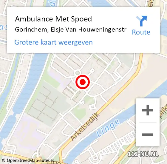 Locatie op kaart van de 112 melding: Ambulance Met Spoed Naar Gorinchem, Elsje Van Houweningenstr op 31 januari 2021 07:28