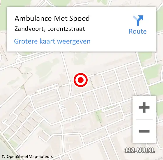 Locatie op kaart van de 112 melding: Ambulance Met Spoed Naar Zandvoort, Lorentzstraat op 31 januari 2021 23:25