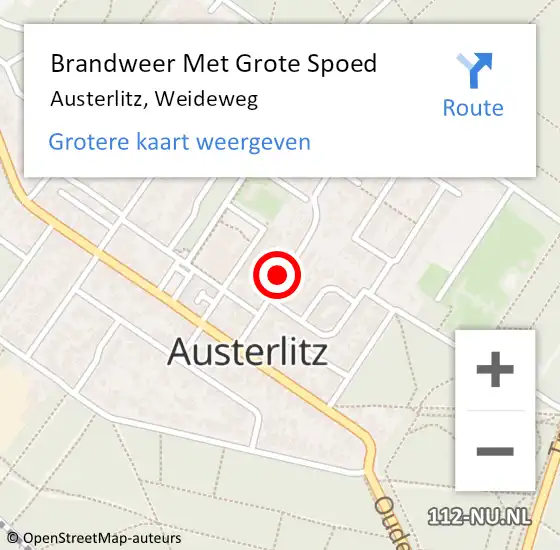 Locatie op kaart van de 112 melding: Brandweer Met Grote Spoed Naar Austerlitz, Weideweg op 1 februari 2021 08:07