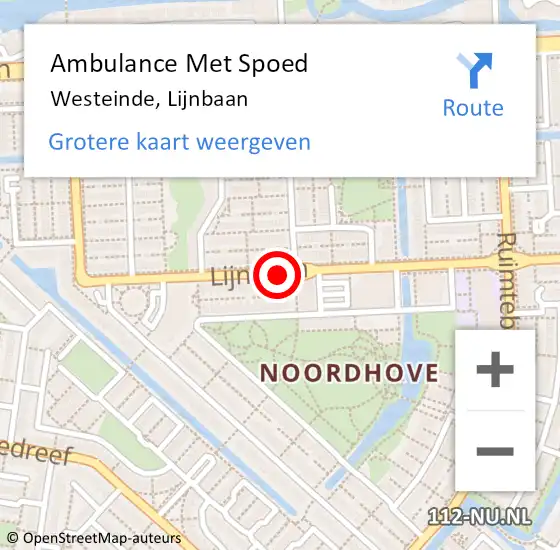 Locatie op kaart van de 112 melding: Ambulance Met Spoed Naar Westeinde, Lijnbaan op 1 februari 2021 10:04