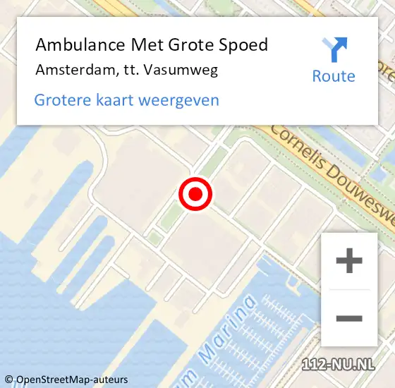 Locatie op kaart van de 112 melding: Ambulance Met Grote Spoed Naar Amsterdam, tt. Vasumweg op 1 februari 2021 22:58