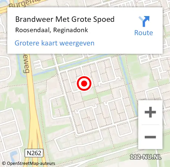 Locatie op kaart van de 112 melding: Brandweer Met Grote Spoed Naar Roosendaal, Reginadonk op 2 februari 2021 06:16