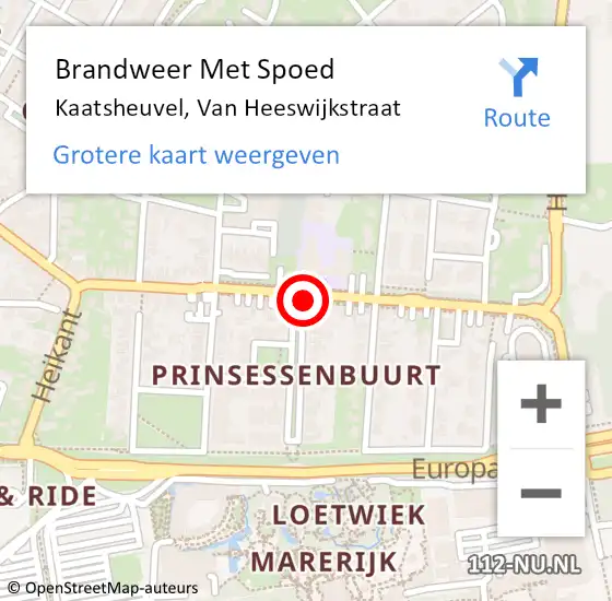 Locatie op kaart van de 112 melding: Brandweer Met Spoed Naar Kaatsheuvel, Van Heeswijkstraat op 2 februari 2021 10:39
