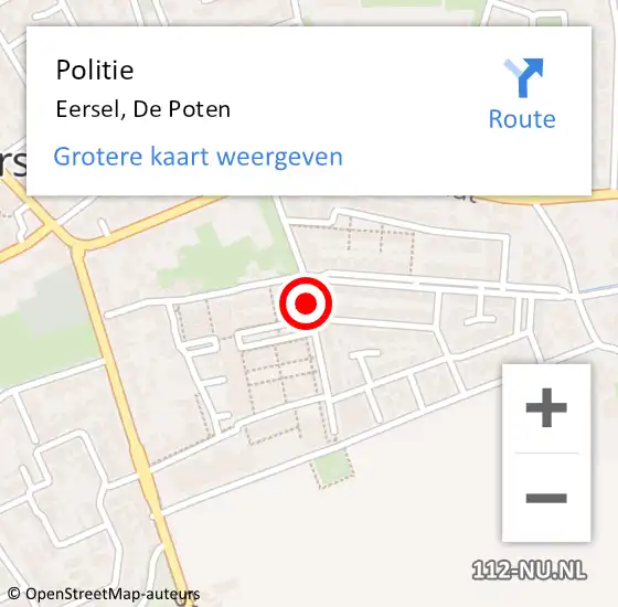 Locatie op kaart van de 112 melding: Politie Eersel, De Poten op 2 februari 2021 20:21