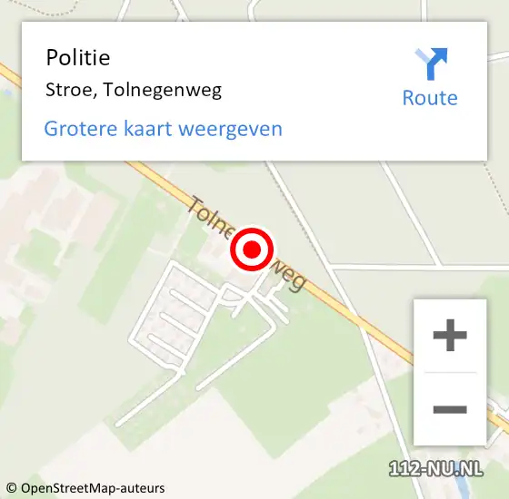Locatie op kaart van de 112 melding: Politie Stroe, Tolnegenweg op 2 februari 2021 21:06