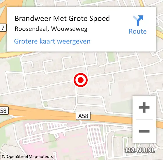 Locatie op kaart van de 112 melding: Brandweer Met Grote Spoed Naar Roosendaal, Wouwseweg op 3 februari 2021 08:56