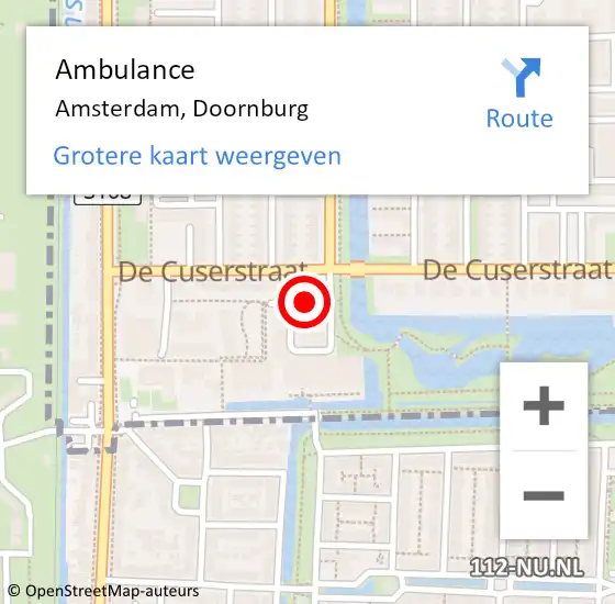 Locatie op kaart van de 112 melding: Ambulance Amsterdam, Doornburg op 4 februari 2021 09:40