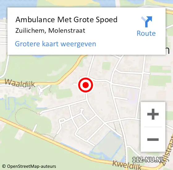 Locatie op kaart van de 112 melding: Ambulance Met Grote Spoed Naar Zuilichem, Molenstraat op 4 februari 2021 15:59