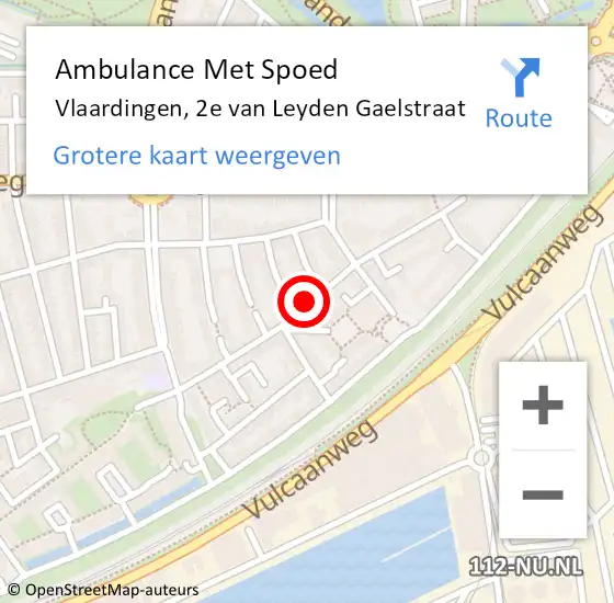 Locatie op kaart van de 112 melding: Ambulance Met Spoed Naar Vlaardingen, 2e van Leyden Gaelstraat op 5 februari 2021 05:06
