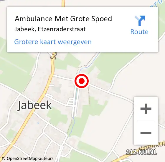 Locatie op kaart van de 112 melding: Ambulance Met Grote Spoed Naar Jabeek, Etzenraderstraat op 1 juni 2014 09:29