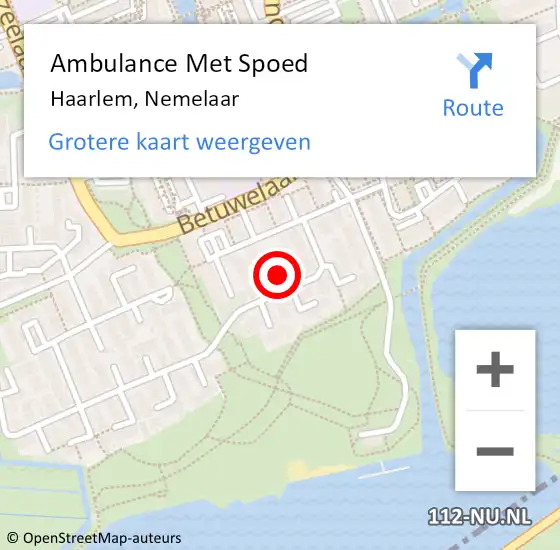 Locatie op kaart van de 112 melding: Ambulance Met Spoed Naar Haarlem, Nemelaar op 5 februari 2021 08:46