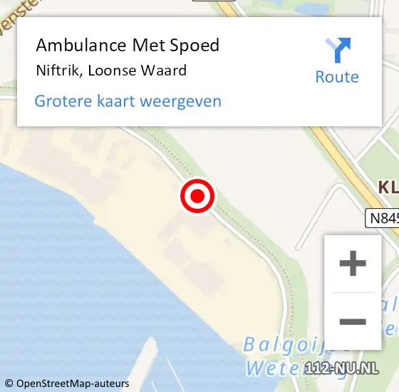 Locatie op kaart van de 112 melding: Ambulance Met Spoed Naar Niftrik, Loonse Waard op 5 februari 2021 09:22