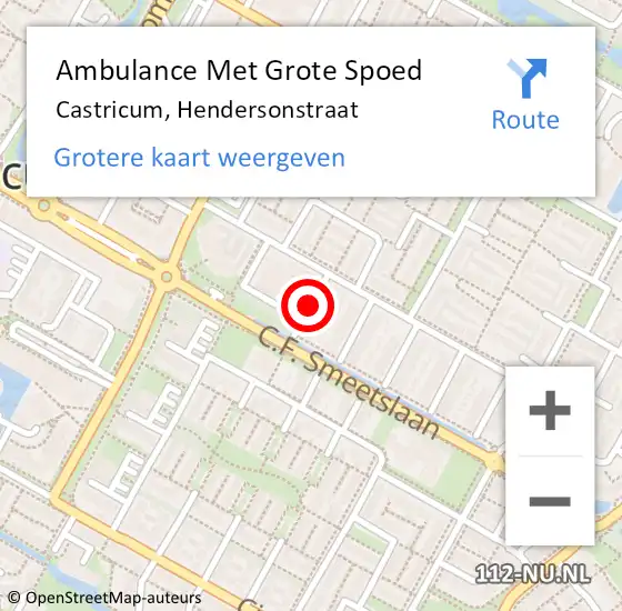 Locatie op kaart van de 112 melding: Ambulance Met Grote Spoed Naar Castricum, Hendersonstraat op 5 februari 2021 11:36