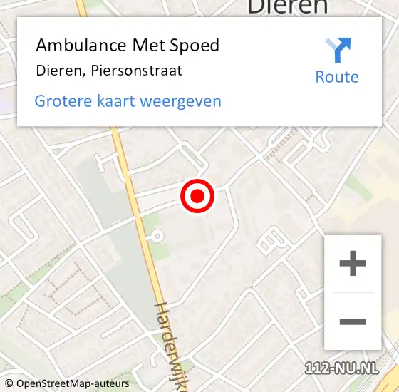 Locatie op kaart van de 112 melding: Ambulance Met Spoed Naar Dieren, Piersonstraat op 5 februari 2021 17:29