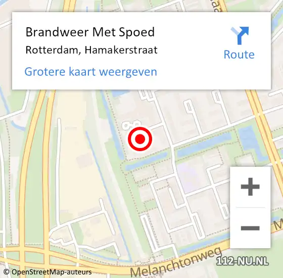 Locatie op kaart van de 112 melding: Brandweer Met Spoed Naar Rotterdam, Hamakerstraat op 5 februari 2021 23:17