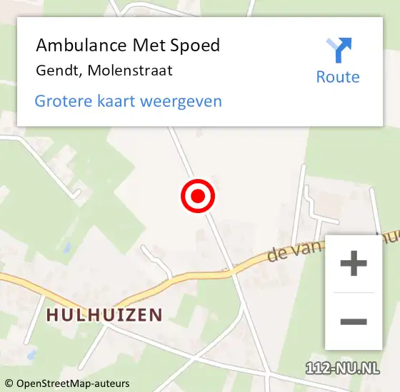Locatie op kaart van de 112 melding: Ambulance Met Spoed Naar Gendt, Molenstraat op 6 februari 2021 01:03