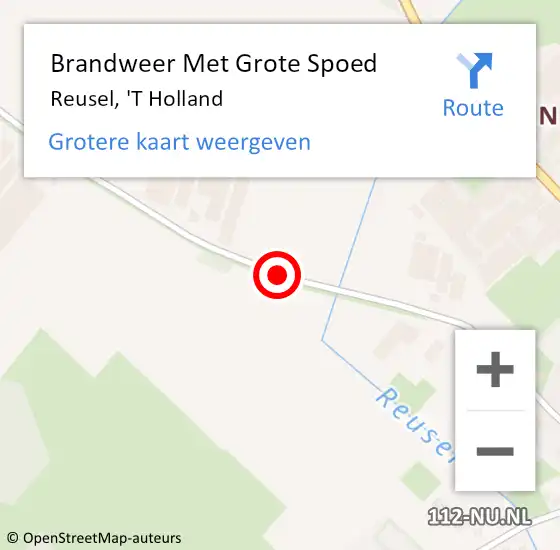 Locatie op kaart van de 112 melding: Brandweer Met Grote Spoed Naar Reusel, 'T Holland op 6 februari 2021 08:53
