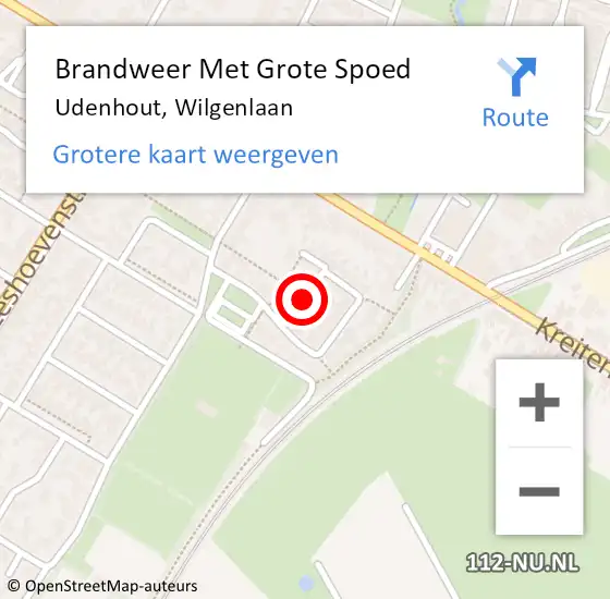 Locatie op kaart van de 112 melding: Brandweer Met Grote Spoed Naar Udenhout, Wilgenlaan op 6 februari 2021 19:32