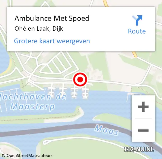 Locatie op kaart van de 112 melding: Ambulance Met Spoed Naar Ohé en Laak, Dijk op 6 februari 2021 22:01