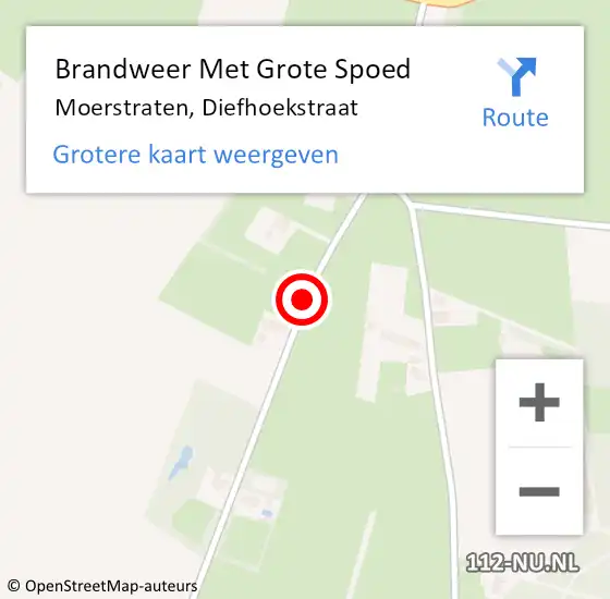 Locatie op kaart van de 112 melding: Brandweer Met Grote Spoed Naar Moerstraten, Diefhoekstraat op 7 februari 2021 14:12