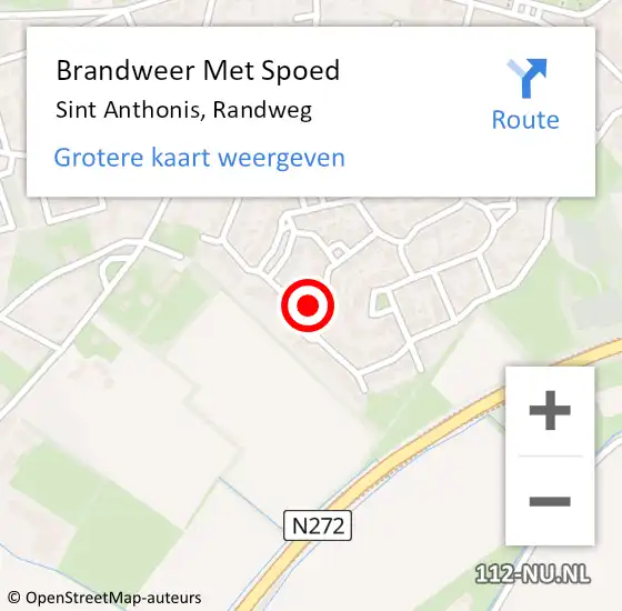 Locatie op kaart van de 112 melding: Brandweer Met Spoed Naar Sint Anthonis, Randweg op 7 februari 2021 16:11