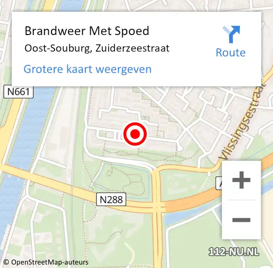 Locatie op kaart van de 112 melding: Brandweer Met Spoed Naar Oost-Souburg, Zuiderzeestraat op 7 februari 2021 18:20