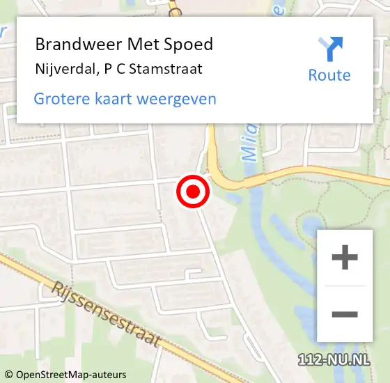 Locatie op kaart van de 112 melding: Brandweer Met Spoed Naar Nijverdal, P C Stamstraat op 7 februari 2021 18:28