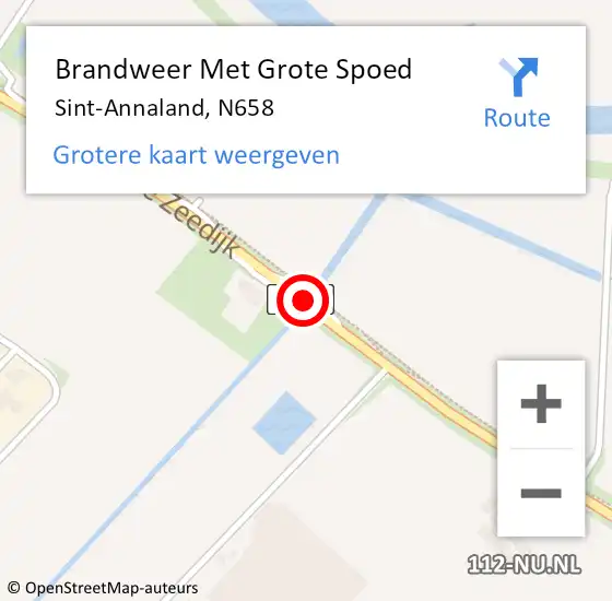Locatie op kaart van de 112 melding: Brandweer Met Grote Spoed Naar Sint-Annaland, N658 op 7 februari 2021 22:29