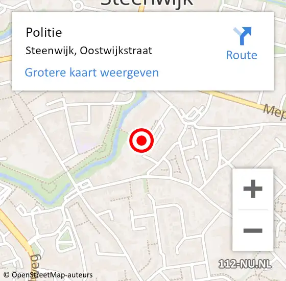 Locatie op kaart van de 112 melding: Politie Steenwijk, Oostwijkstraat op 8 februari 2021 00:02