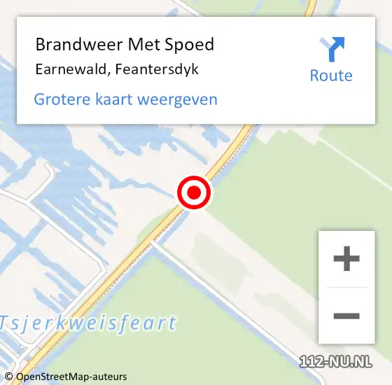 Locatie op kaart van de 112 melding: Brandweer Met Spoed Naar Earnewald, Feantersdyk op 8 februari 2021 07:25