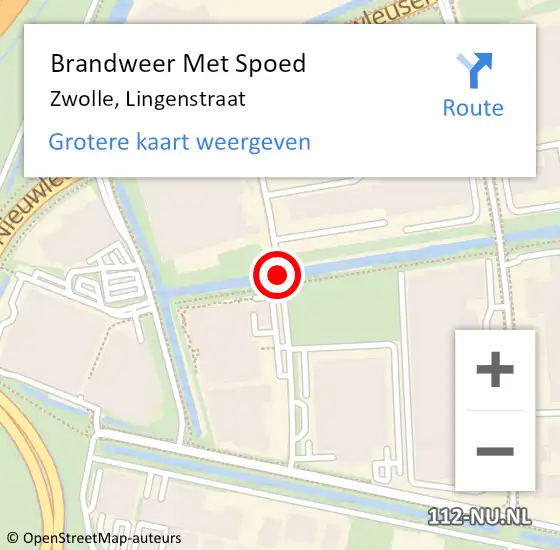 Locatie op kaart van de 112 melding: Brandweer Met Spoed Naar Zwolle, Lingenstraat op 8 februari 2021 07:39