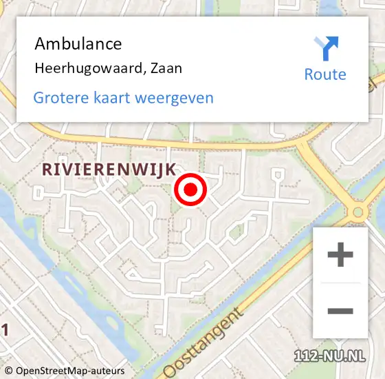 Locatie op kaart van de 112 melding: Ambulance Heerhugowaard, Zaan op 8 februari 2021 12:45