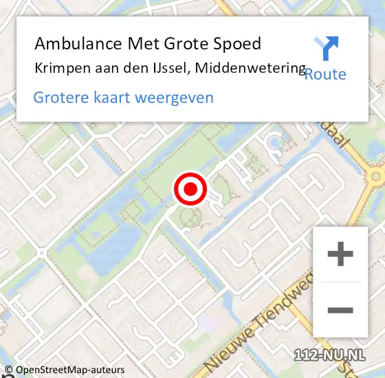 Locatie op kaart van de 112 melding: Ambulance Met Grote Spoed Naar Krimpen aan den IJssel, Middenwetering op 8 februari 2021 13:26