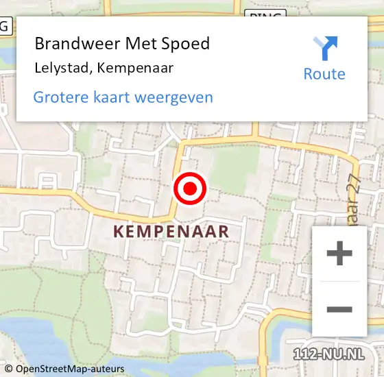 Locatie op kaart van de 112 melding: Brandweer Met Spoed Naar Lelystad, Kempenaar op 8 februari 2021 17:30