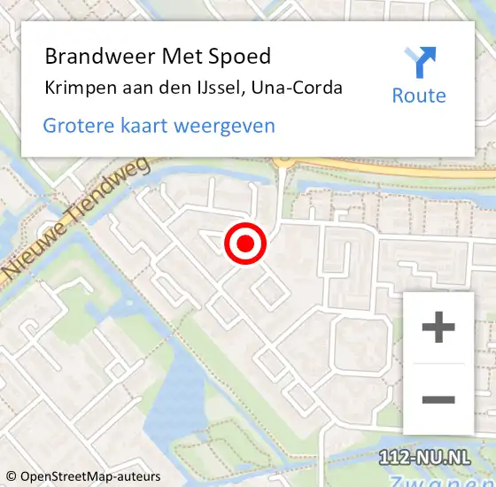 Locatie op kaart van de 112 melding: Brandweer Met Spoed Naar Krimpen aan den IJssel, Una-Corda op 8 februari 2021 20:30