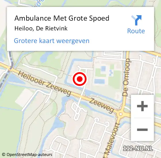 Locatie op kaart van de 112 melding: Ambulance Met Grote Spoed Naar Heiloo, De Rietvink op 9 februari 2021 01:12