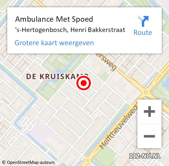 Locatie op kaart van de 112 melding: Ambulance Met Spoed Naar 's-Hertogenbosch, Henri Bakkerstraat op 9 februari 2021 11:02