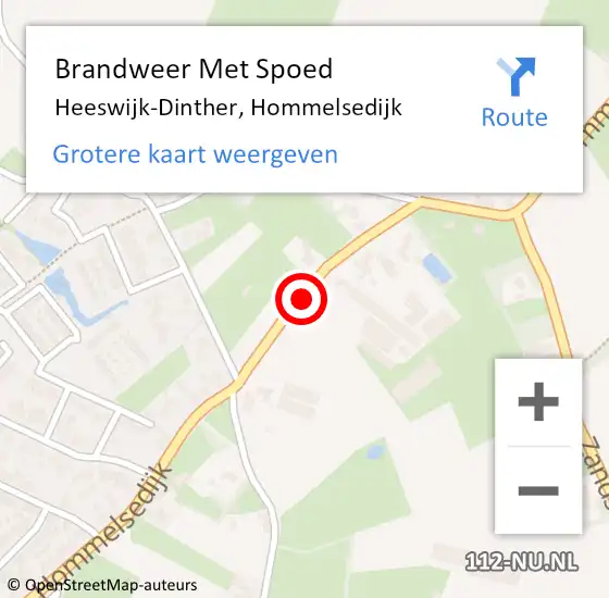 Locatie op kaart van de 112 melding: Brandweer Met Spoed Naar Heeswijk-Dinther, Hommelsedijk op 9 februari 2021 12:12