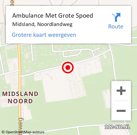 Locatie op kaart van de 112 melding: Ambulance Met Grote Spoed Naar Midsland, Noordlandweg op 1 juni 2014 18:28